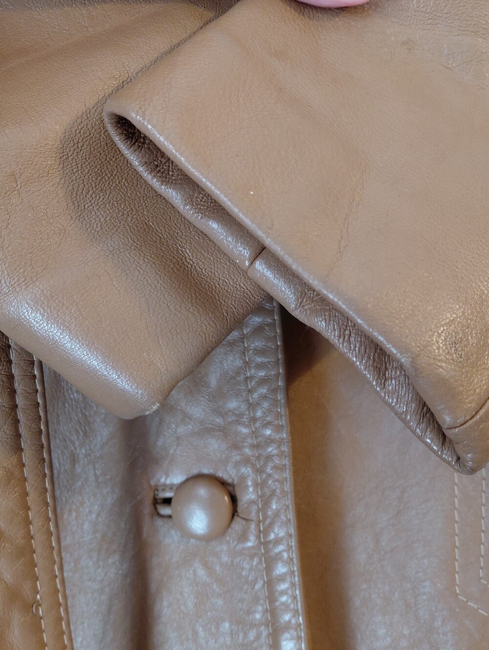 Vintage 60's 70's Pennylane Era Dan Di Modes Tan Leather Trench Coat Belted M - Picture 6 of 16